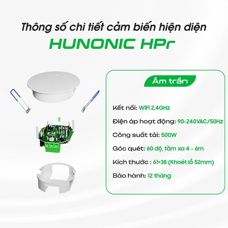 Cảm Biến Hiện Diện Wifi Âm Trần Hunonic HPR 12 Cam bien hien dien2