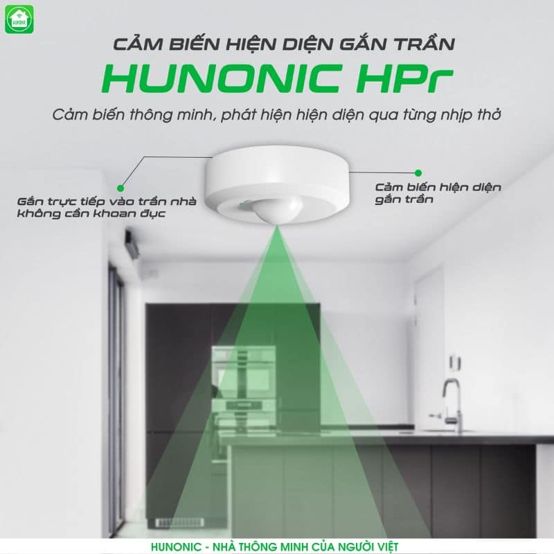 Cảm Biến Hiện Diện Wifi Ốp Trần Hunonic HPR 11 cam bien hien dien op tran 1